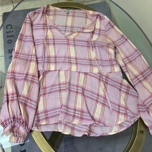 Tristan Pink and Red Plaid Blouse